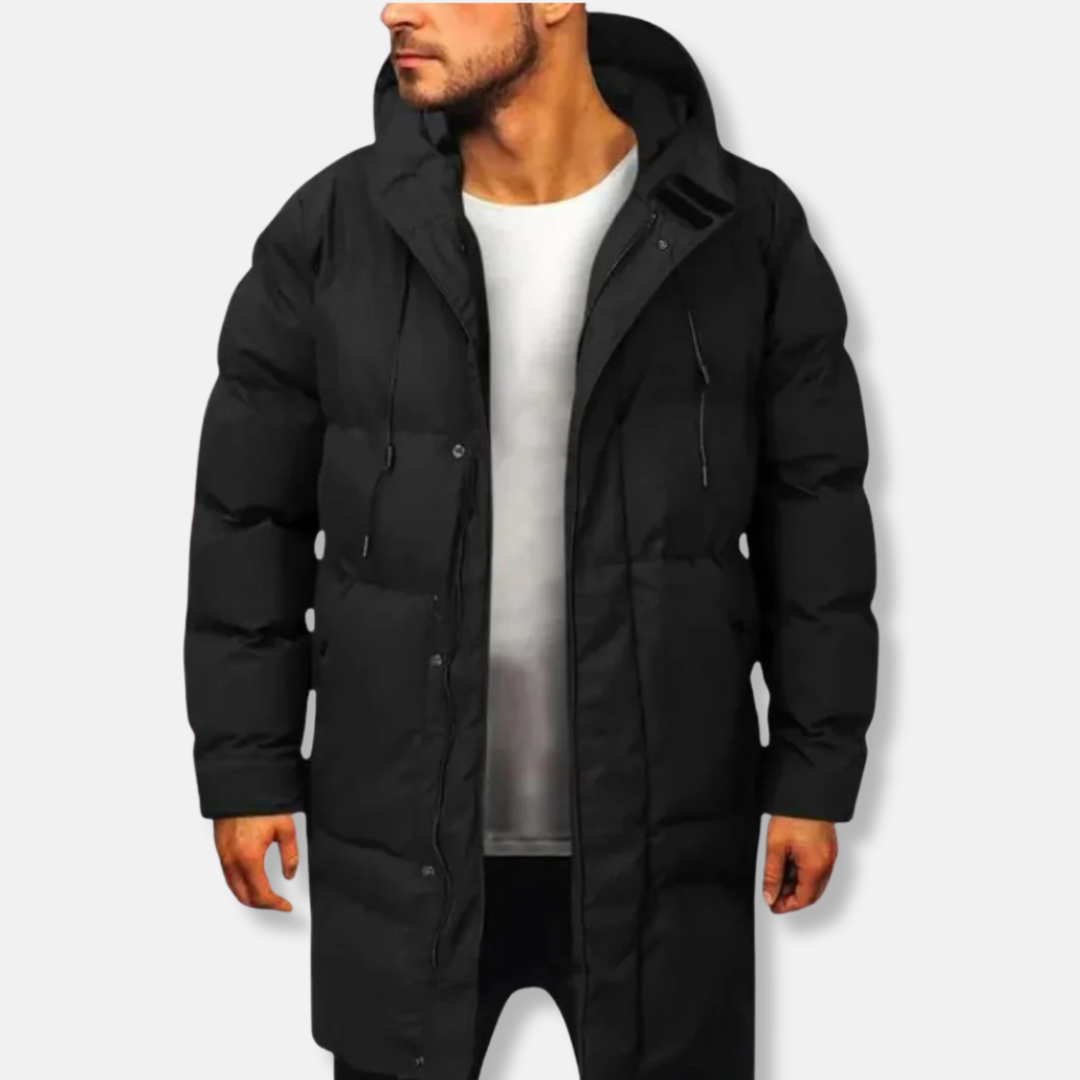 Roberto Quilted Puffer Jacket | Hooded Knee-Length Jacket