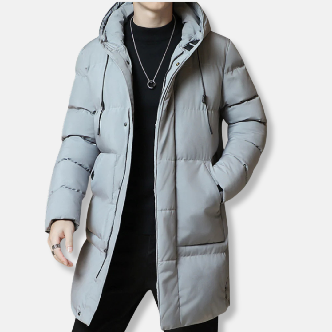 Men’s Jacket - Quilted Insulation - Long Fit - Hooded - Mid-Thigh Length