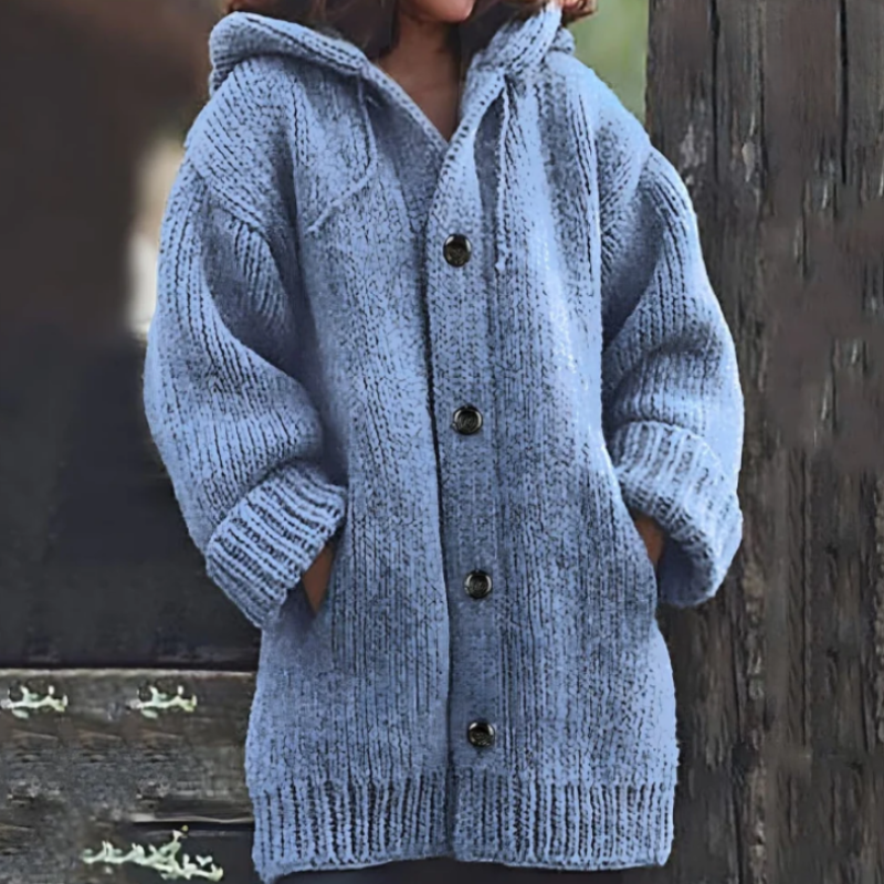 Justerbar hette oversize cardigan med tykt strikket stoff for kvinner