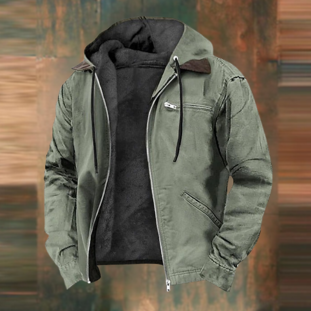 Herre Hettejakke - Slank Passform - Fôret med Fleece - Glidelåslomme - Casual Utendørsbruk