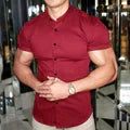 Men's Shirt with Short Sleeves – Slim Fit – Stretch Fabric – Button Closure – Everyday Use