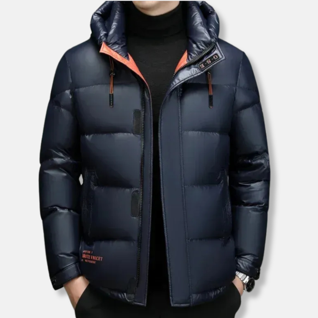 Men's Down Jacket – Regular Fit – Water-Repellent – Hood – Zipper and Buttons