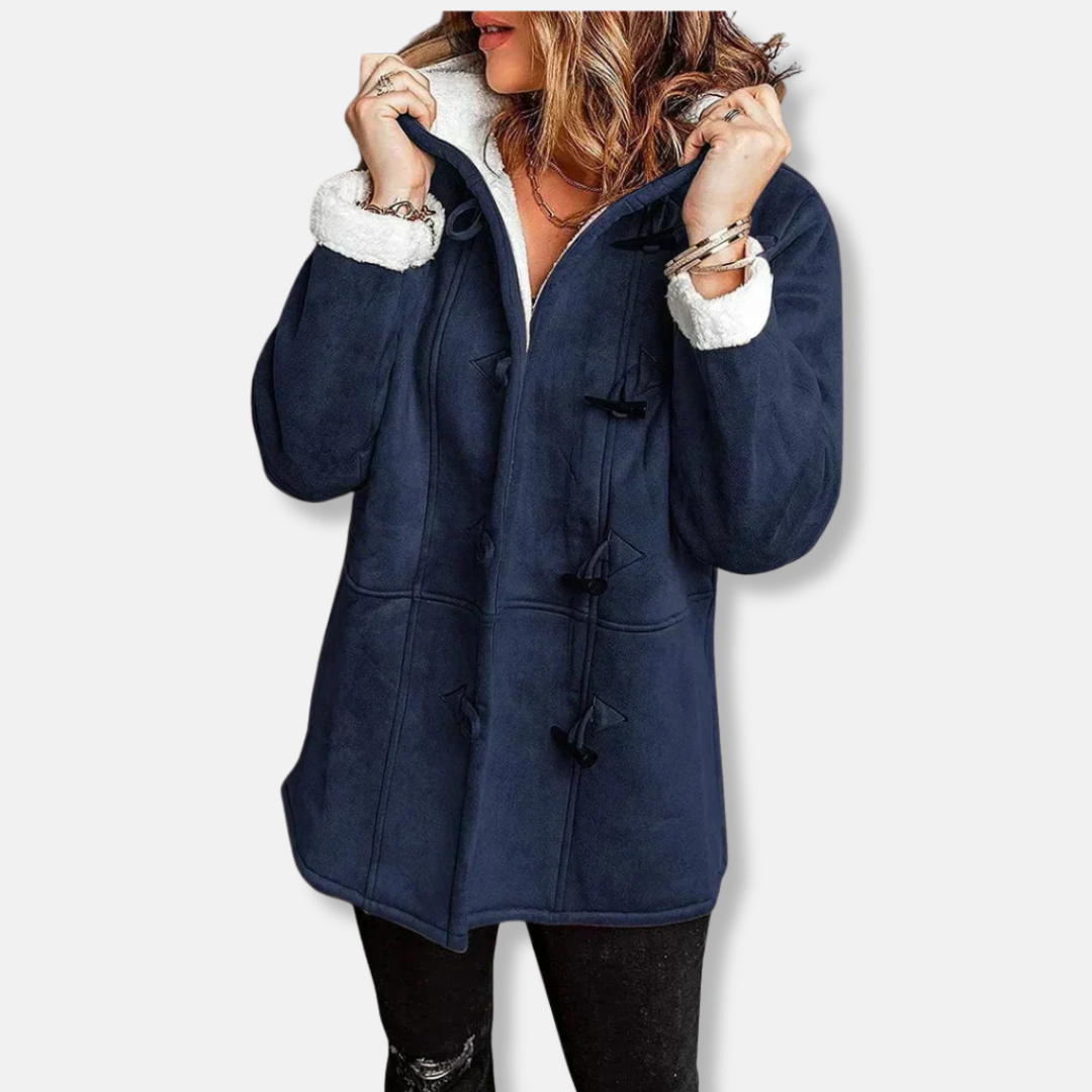 Women's Fleece Jacket – Hood – Fur-Lined – Relaxed Fit – Mid-Length