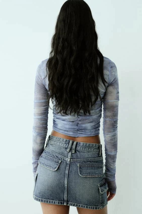 Dame Denimskjørt - Mini Lengde - Cargo-Design med Frontlommer - Casual og Trendy