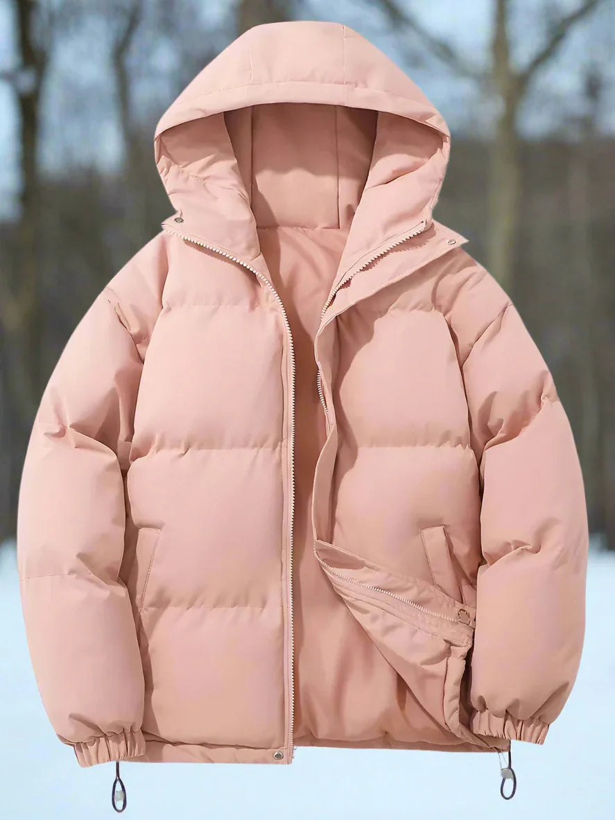 Men's Puffer Jacket - Padded and Insulating - Hood and Zipper - Practical Pockets