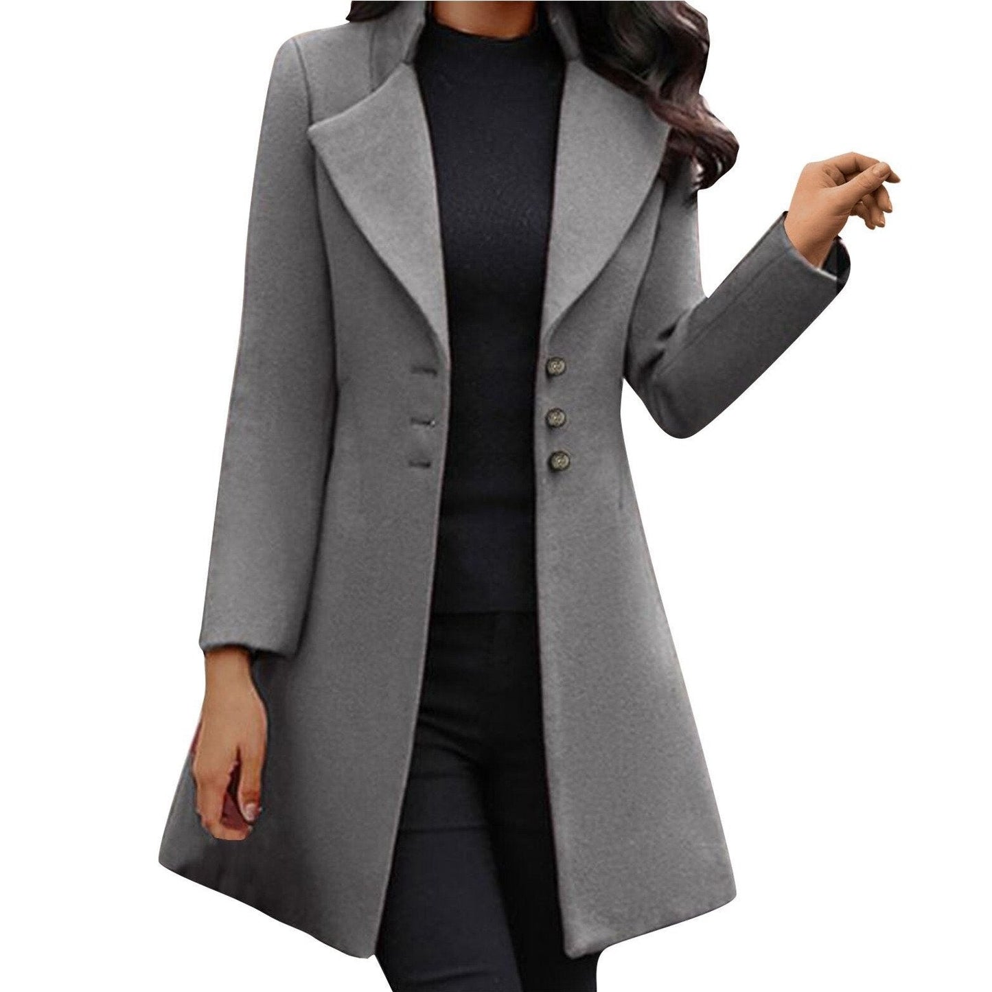 Women's Blazer Jacket - Tailored Fit - Wool Blend - Single-Breasted with Button Closure