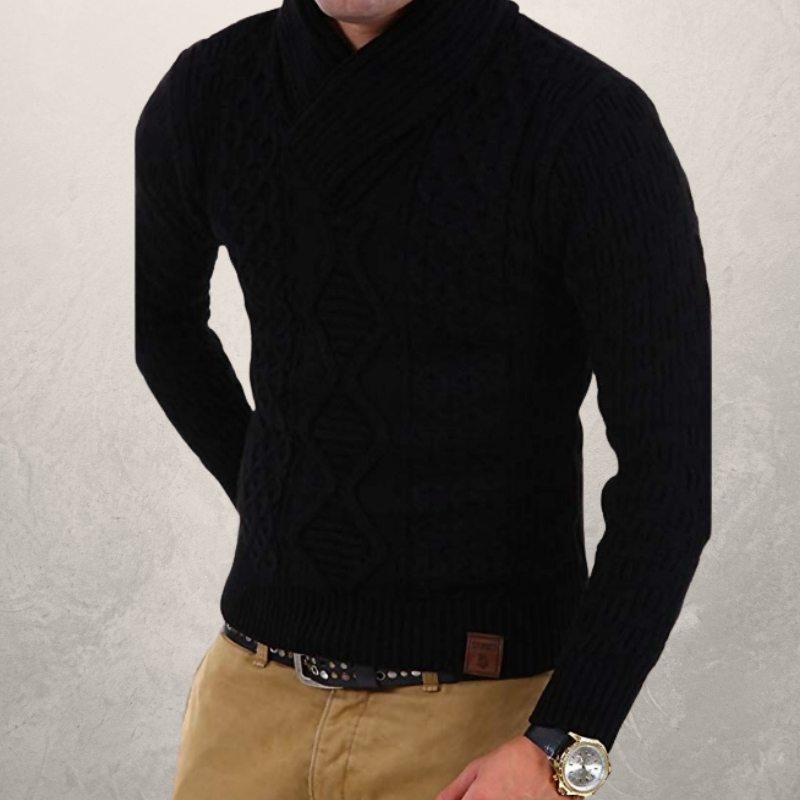 Leo Wool Shawl Collar Sweater | Cable Knit Winter Sweater