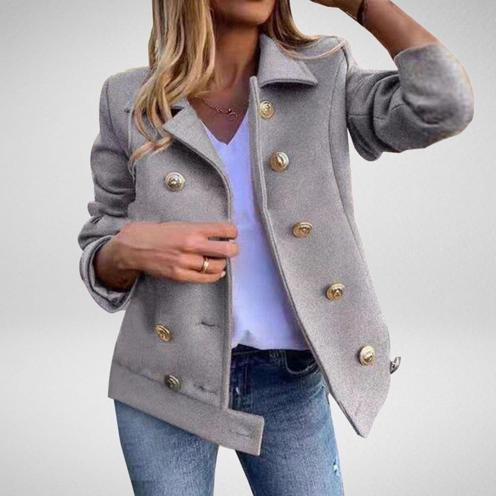 Dame Peacoat - Dobbeltspent - Skreddersydd Passform - Bred Jakkeslag - Elegante Knapper