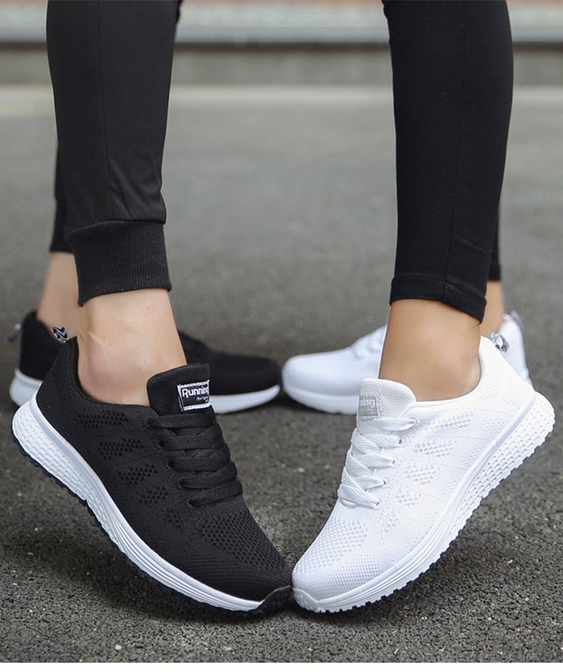 Women's Sneakers – Breathable Mesh – Low Model – Light and Supportive Fit – Lacing