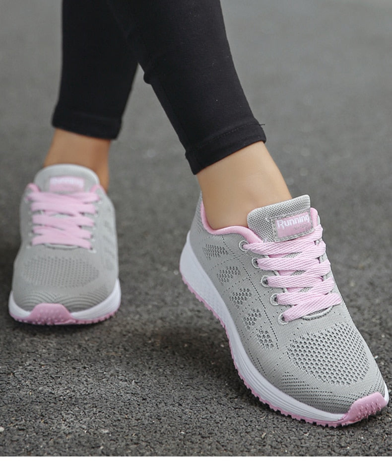 Women's Sneakers – Breathable Mesh – Low Model – Light and Supportive Fit – Lacing