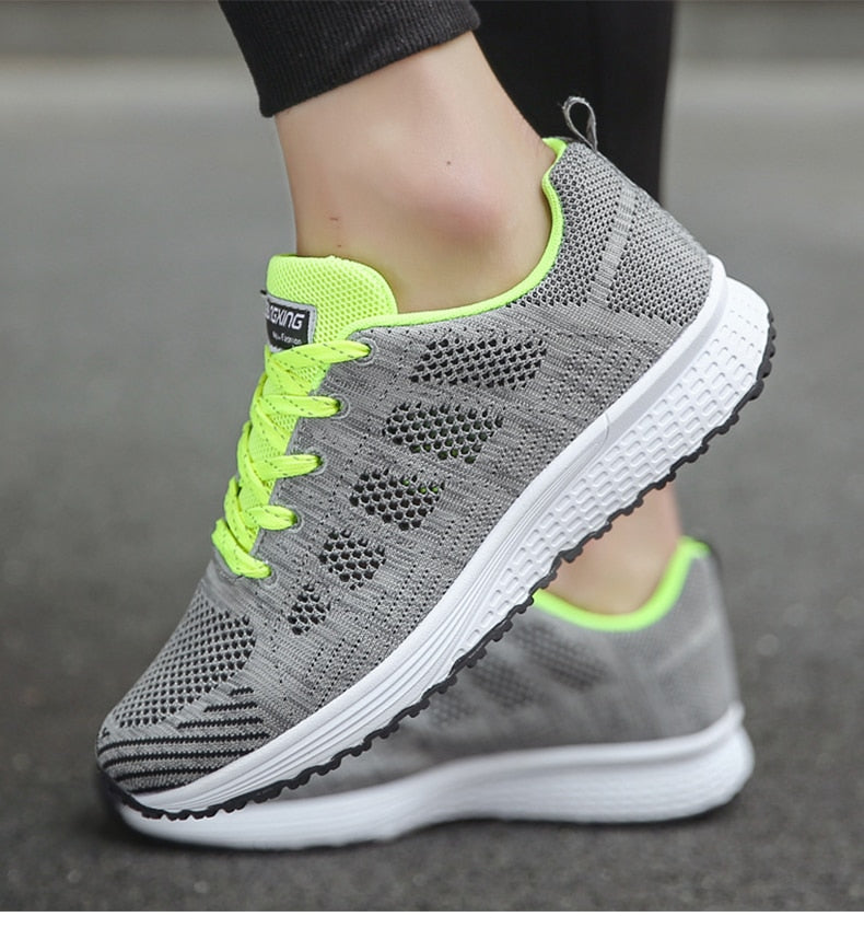 Women's Sneakers – Breathable Mesh – Low Model – Light and Supportive Fit – Lacing