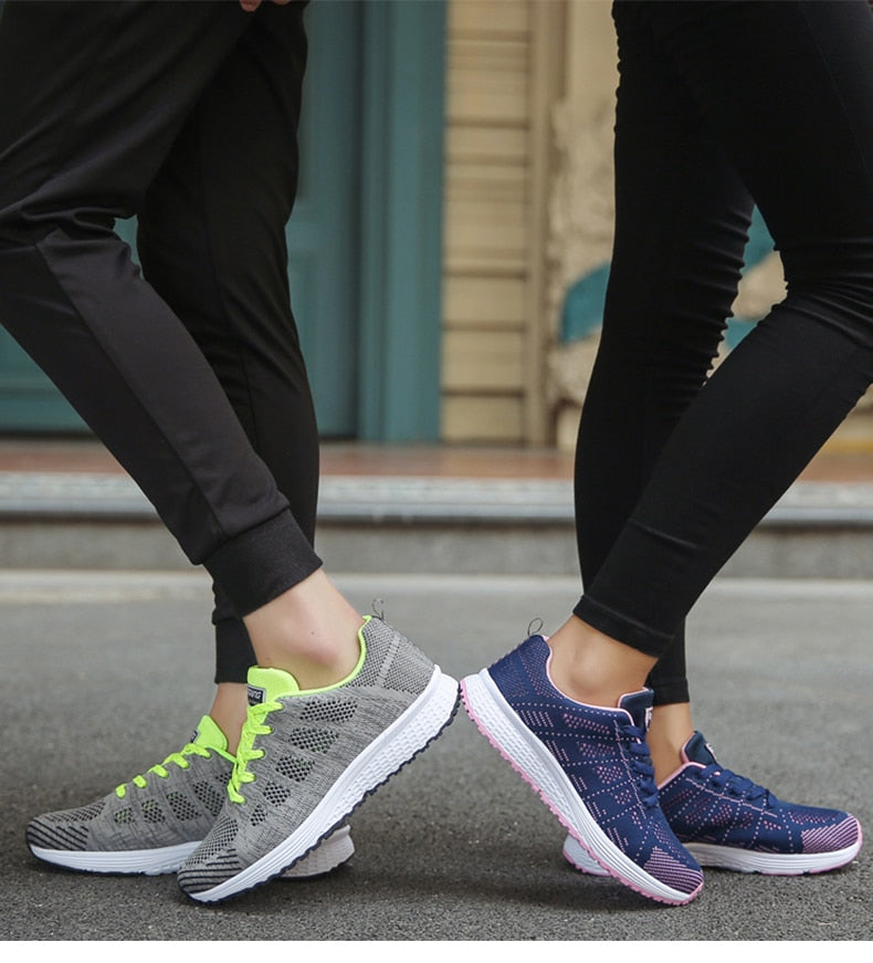 Women's Sneakers – Breathable Mesh – Low Model – Light and Supportive Fit – Lacing