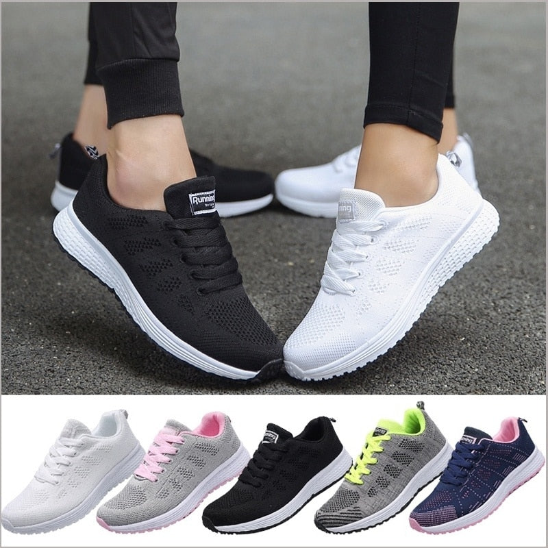 Women's Sneakers – Breathable Mesh – Low Model – Light and Supportive Fit – Lacing