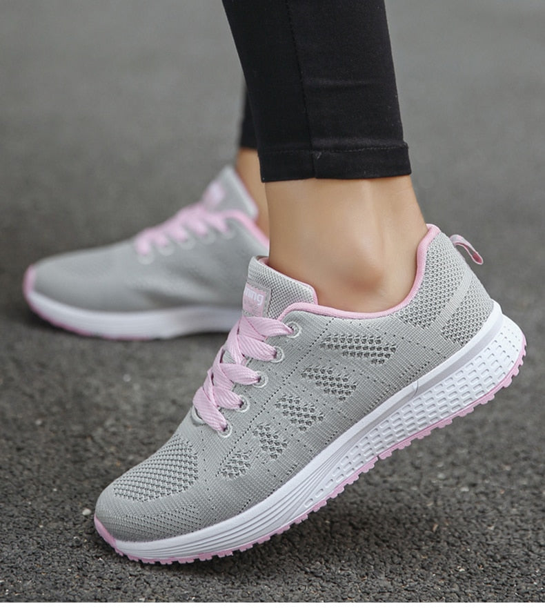Women's Sneakers – Breathable Mesh – Low Model – Light and Supportive Fit – Lacing