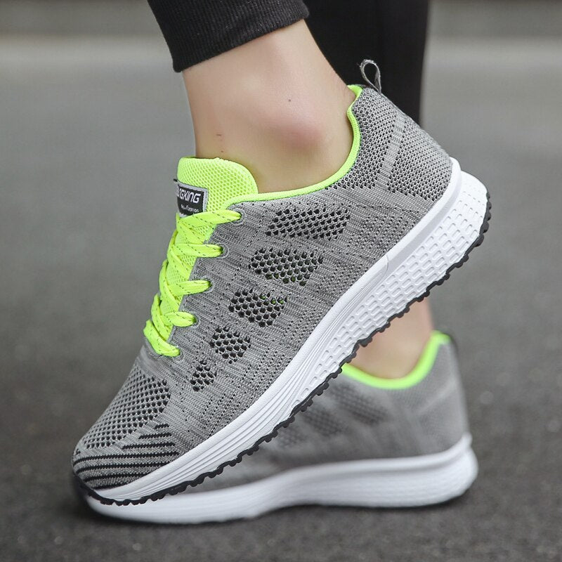 Women's Sneakers – Breathable Mesh – Low Model – Light and Supportive Fit – Lacing