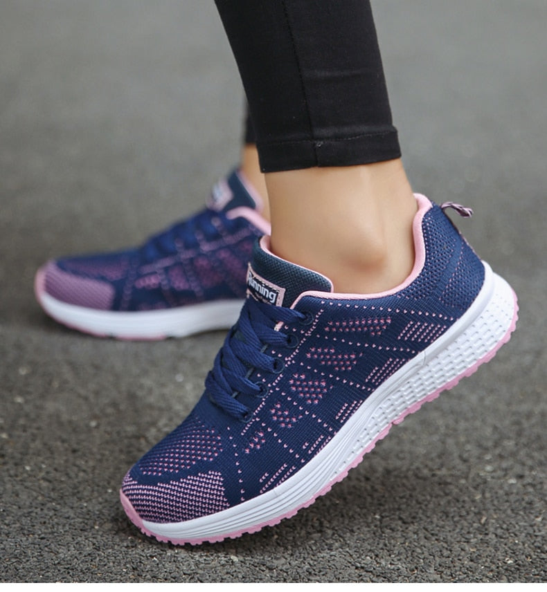 Women's Sneakers – Breathable Mesh – Low Model – Light and Supportive Fit – Lacing
