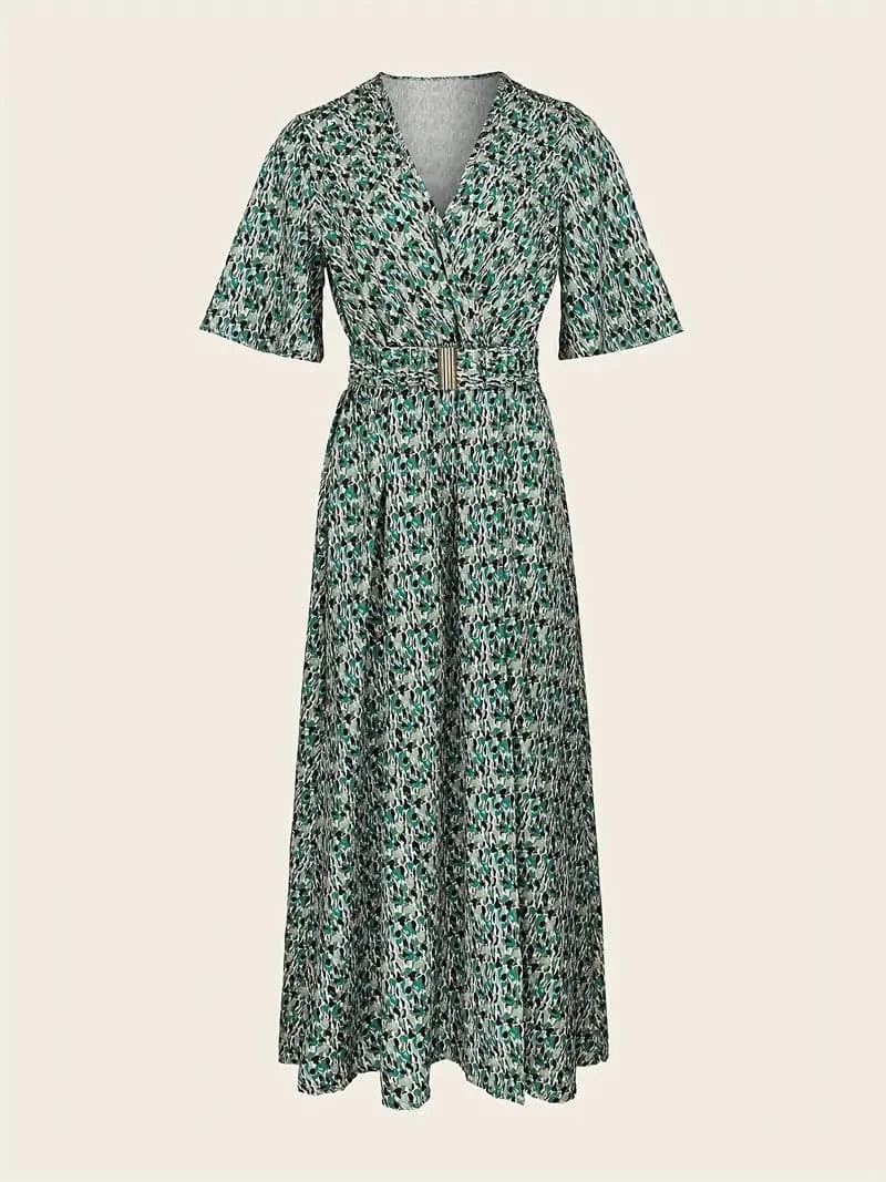 Women's Maxi Dress - V-neck Wrap Design - Tie Belt - Light and Airy Fit