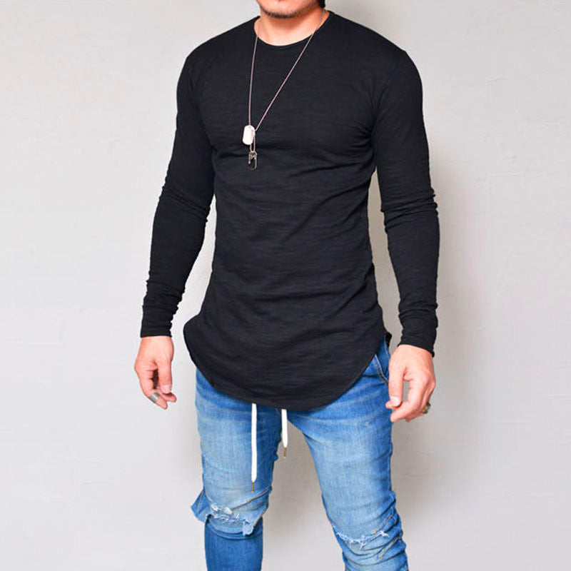 Men's Long Sleeve T-Shirt – Slim Fit – Crew Neck – Soft Breathable Cotton Blend