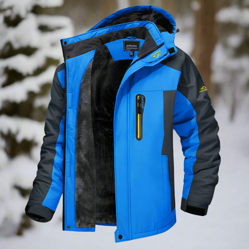 Men's Winter Jacket – Windproof and Insulated – Hood and Multiple Zipper Pockets