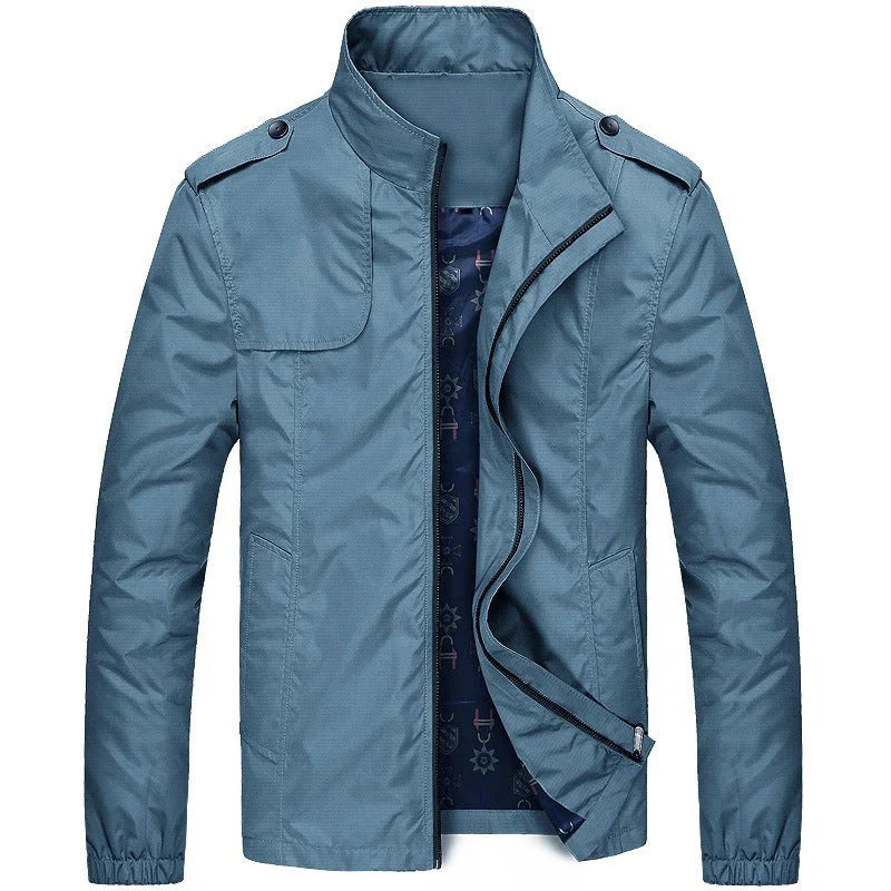 Men's Cargo Jacket – Regular Fit – Lightweight and Durable – High Collar – Flap Pockets