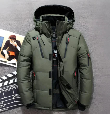 Men's Down Jacket – Water-Repellent – Hood – Quilted – Zipper Pockets – Regular Fit