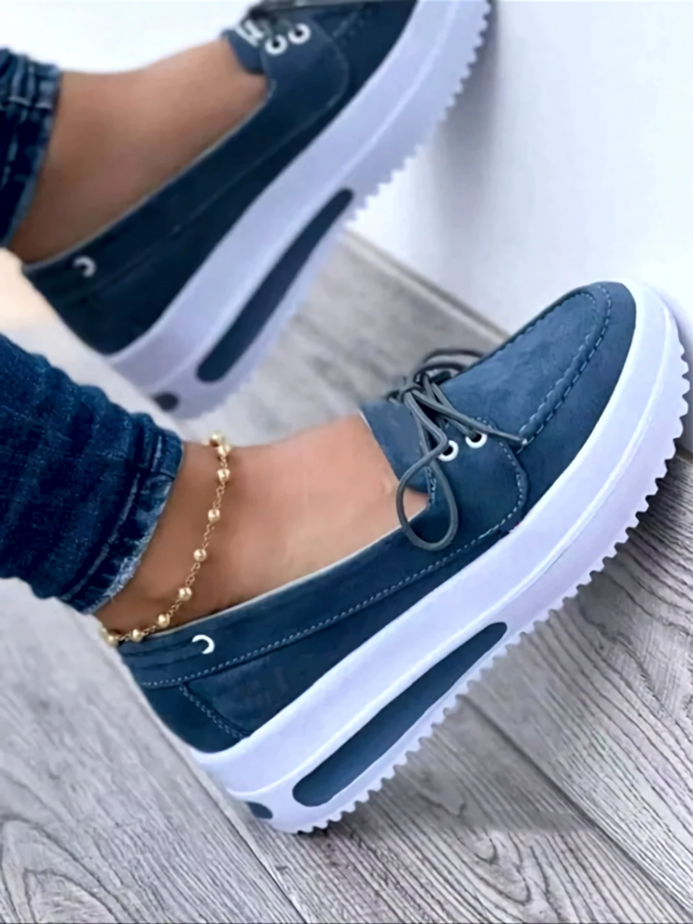 Dame Sneakers - Plattformsåle - Semsket Look - Komfortabel og Trendy