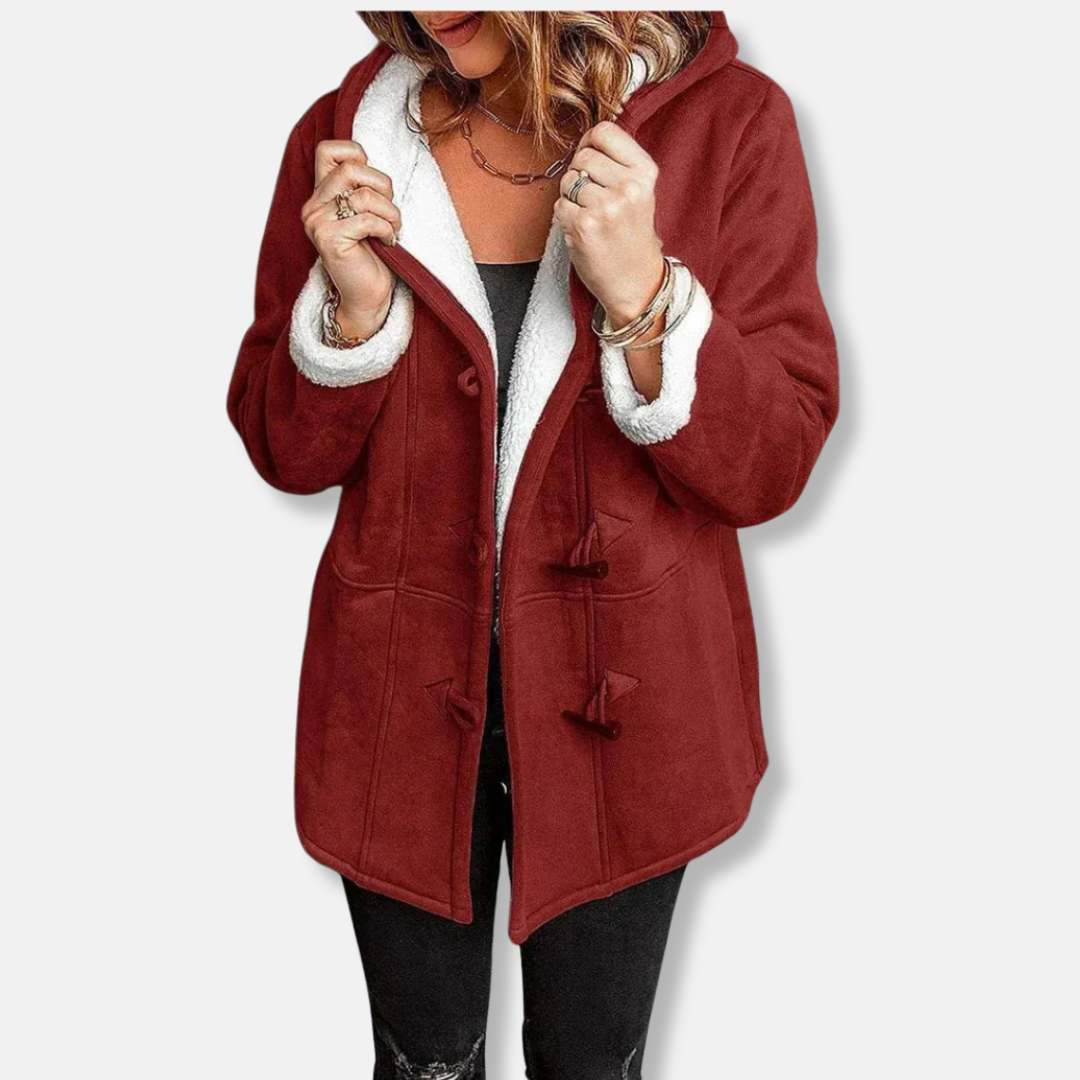 Women's Fleece Jacket – Hood – Fur-Lined – Relaxed Fit – Mid-Length
