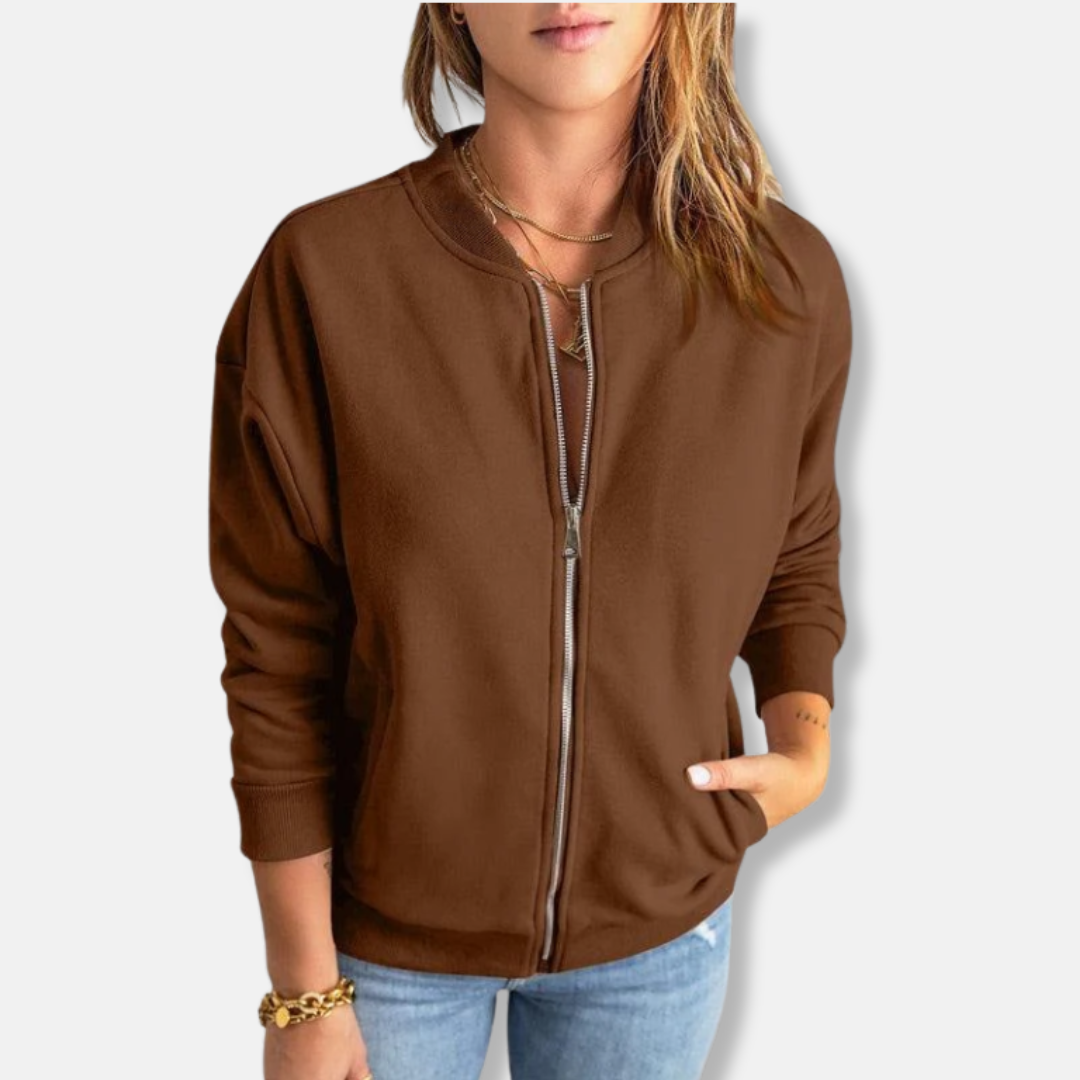 Women's Jacket – Lightweight – Relaxed Fit – Zipper – Ribbed Edge