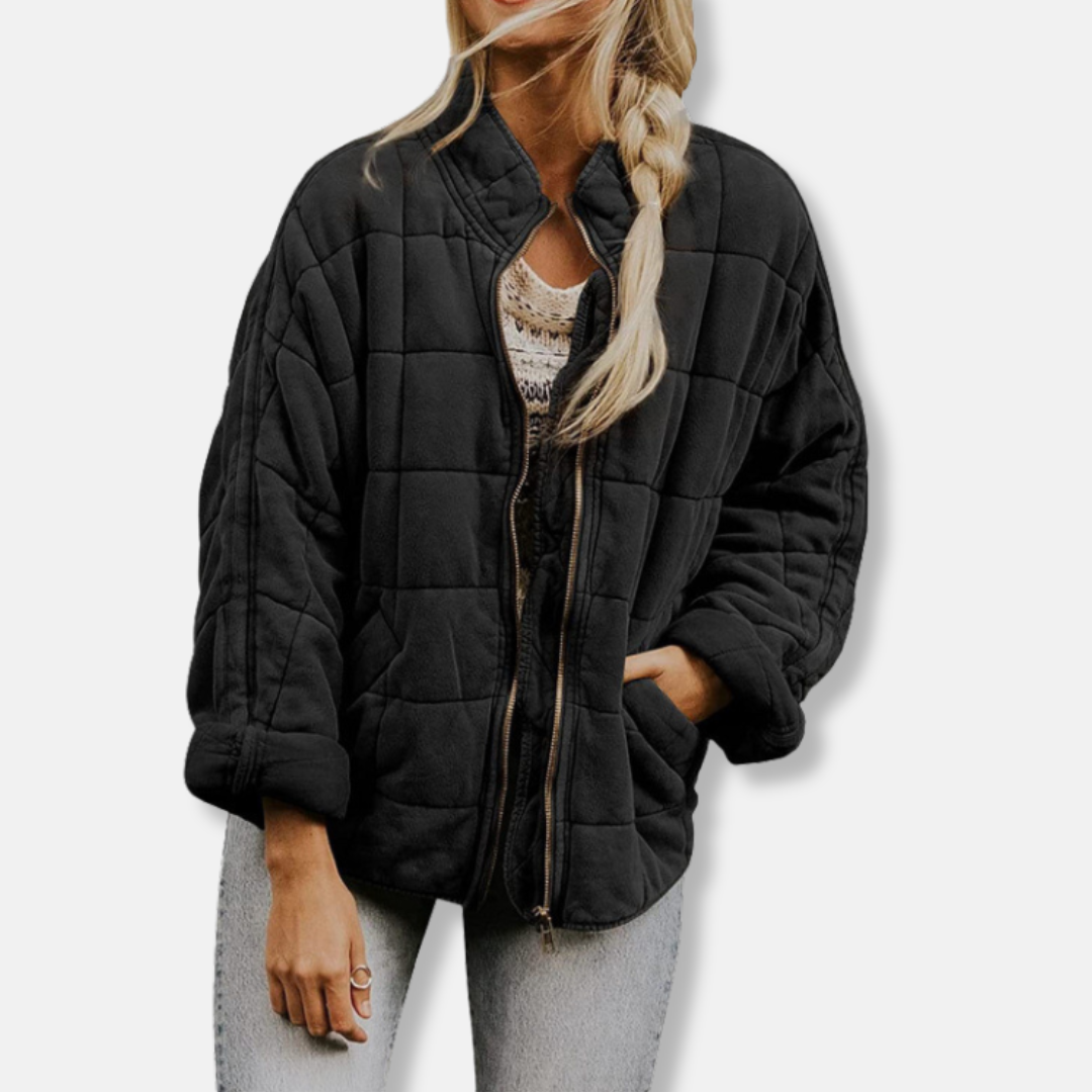 Women's Jacket – Quilted Fabric – Relaxed Fit – High Collar – Breathable Lightweight Garment