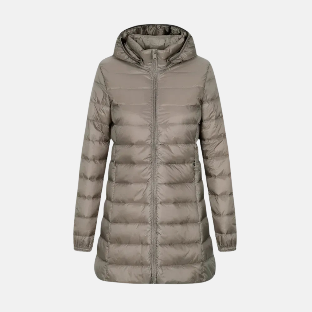 Women's Down Jacket – Tailored Fit – Mid-Length – Padded – Water-Repellent – Hood