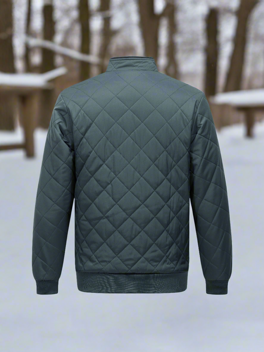 Men's Bomber Jacket – Quilted Design – Soft Lining – Zipper Closure – Ribbed Hem