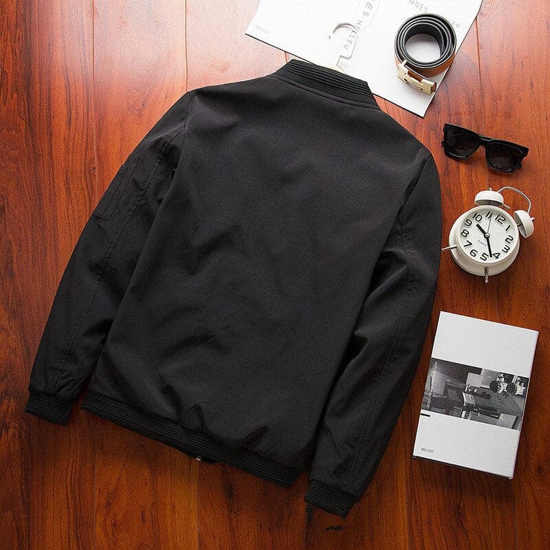 Men's Bomber Jacket - Comfortable Fit - Zipper Closure - Elastic Cuffs