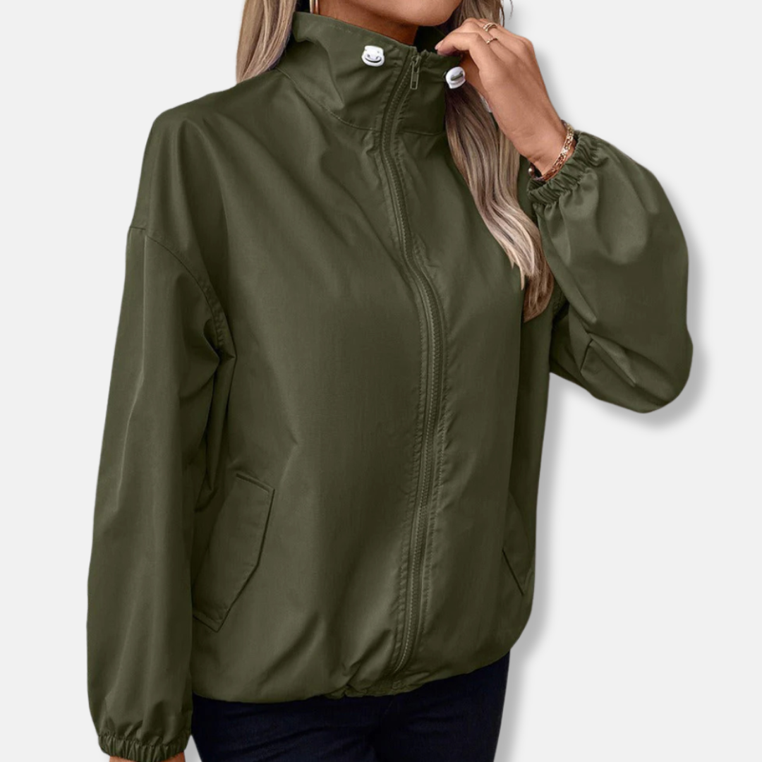 Women's Jacket – Relaxed Fit – Water-Repellent Windproof – Zipper and Pockets