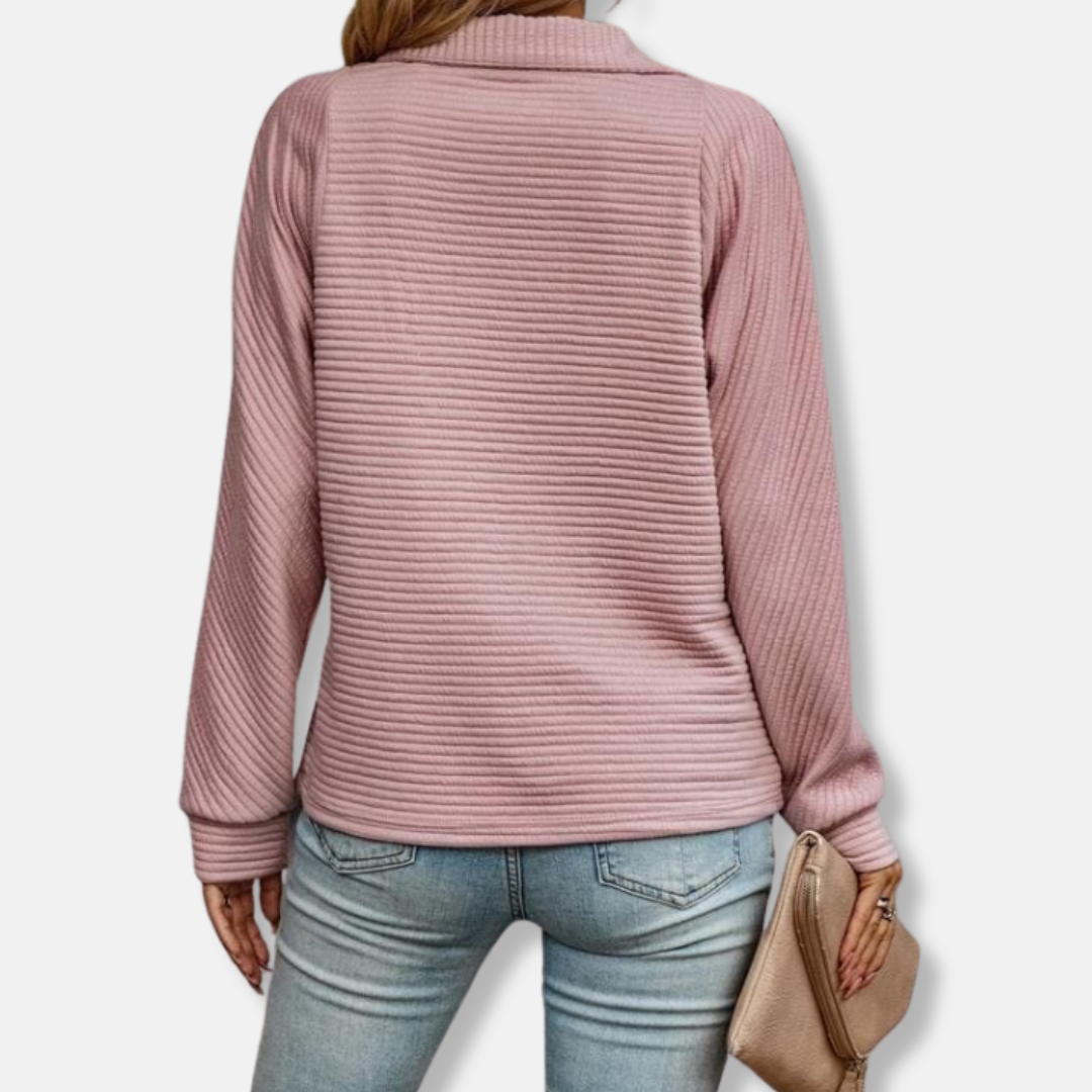 Teresa Relaxed Fit Half-Zip Sweater | Ribbed Half-Zip Sweater