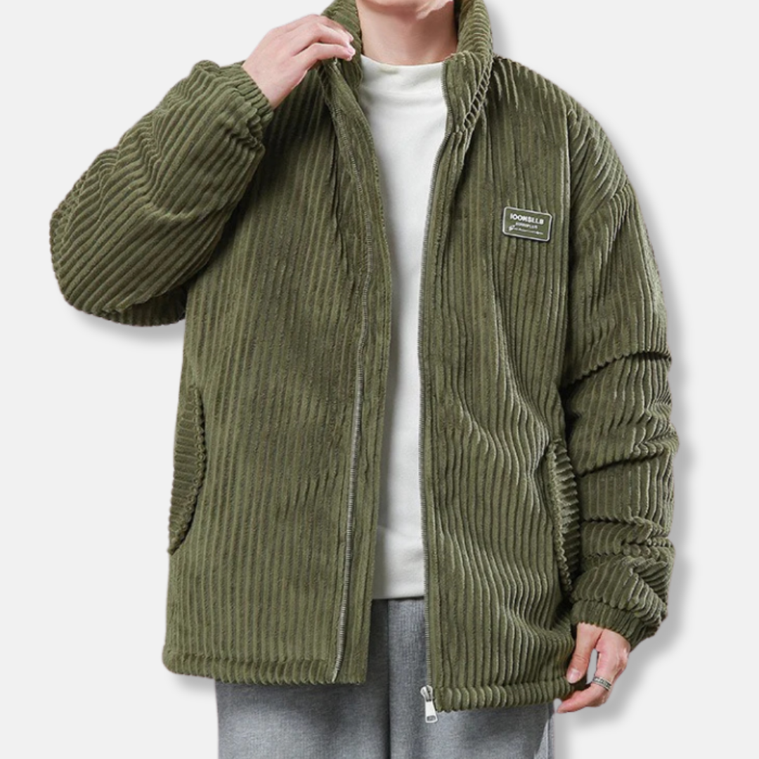 Men’s Jacket - Corduroy - Relaxed Fit - Stand Collar - Elasticated Cuffs and Hem