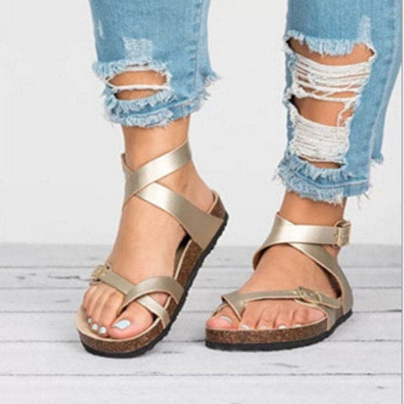 Women's Sandals – Comfortable Cork Sole – Adjustable Leather Straps – Ergonomic Fit