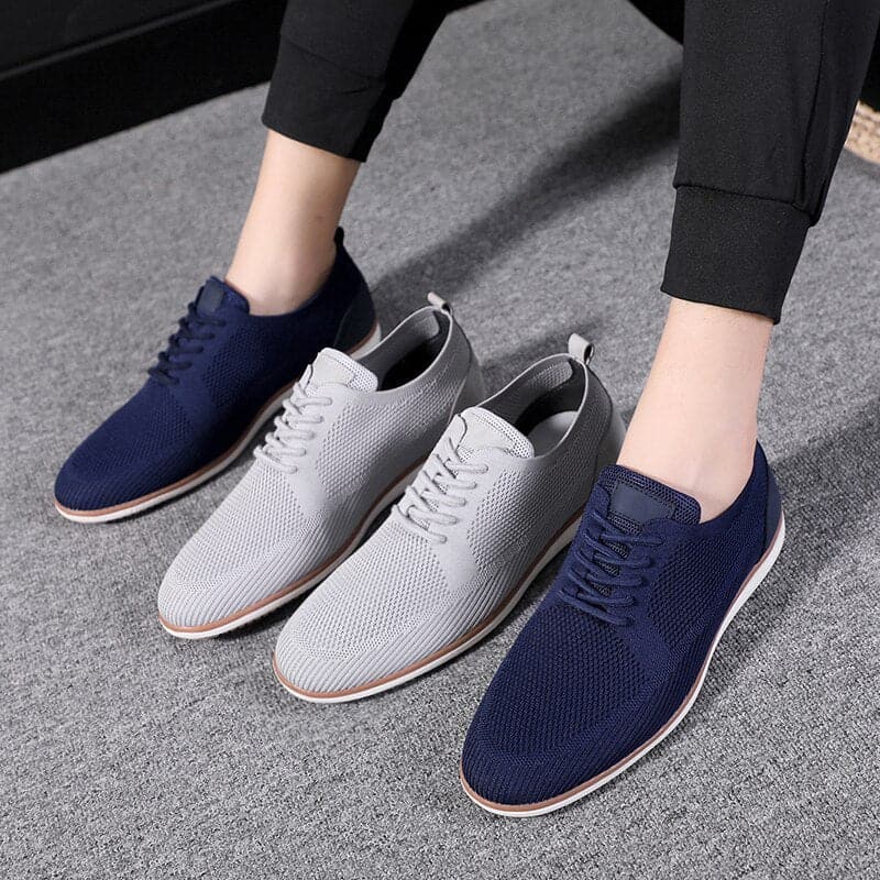 Herresko Sneakers – Pustende Strikket Overdel – Komfortabel Gummisåle – Snøring