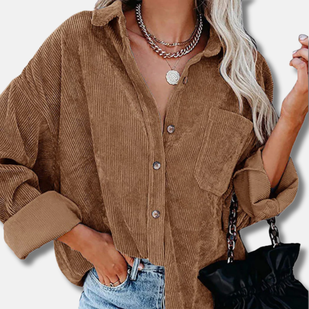 Women's Jacket – Corduroy – Oversized Fit – Button Front – Hip Length Casual