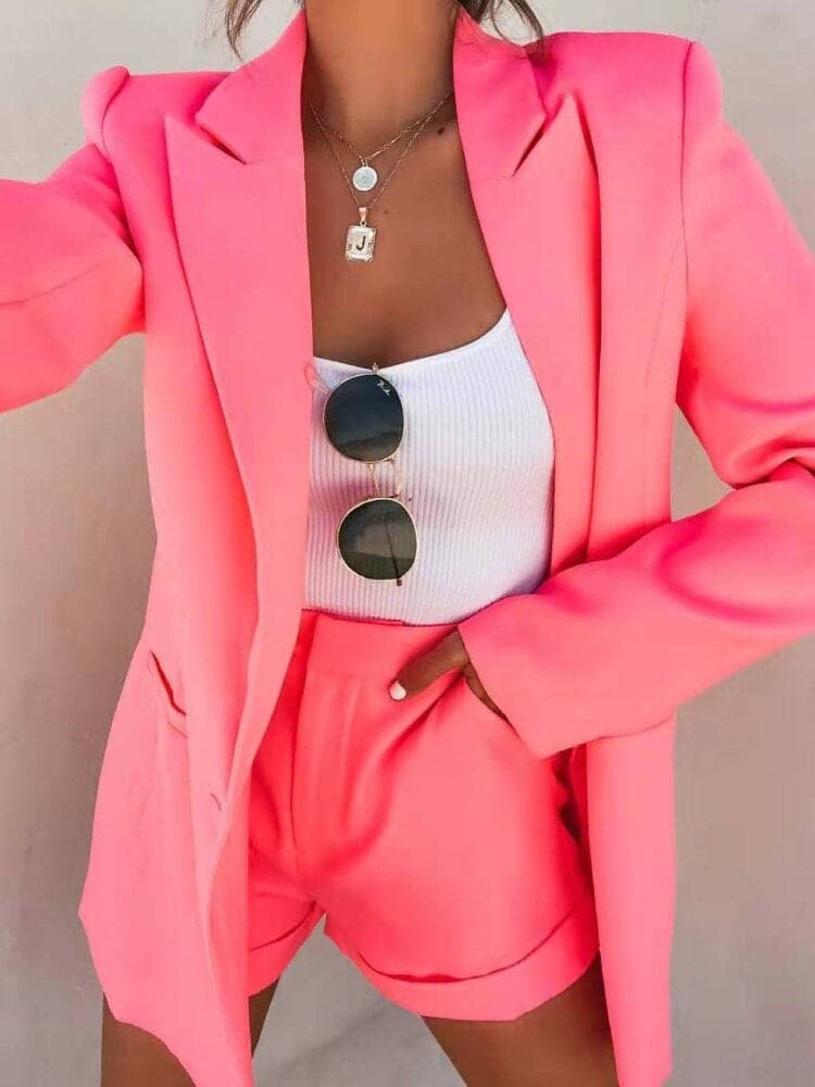 Women's Blazer – Checkered Pattern – Single-Breasted – Oversized Fit – Long-Sleeved