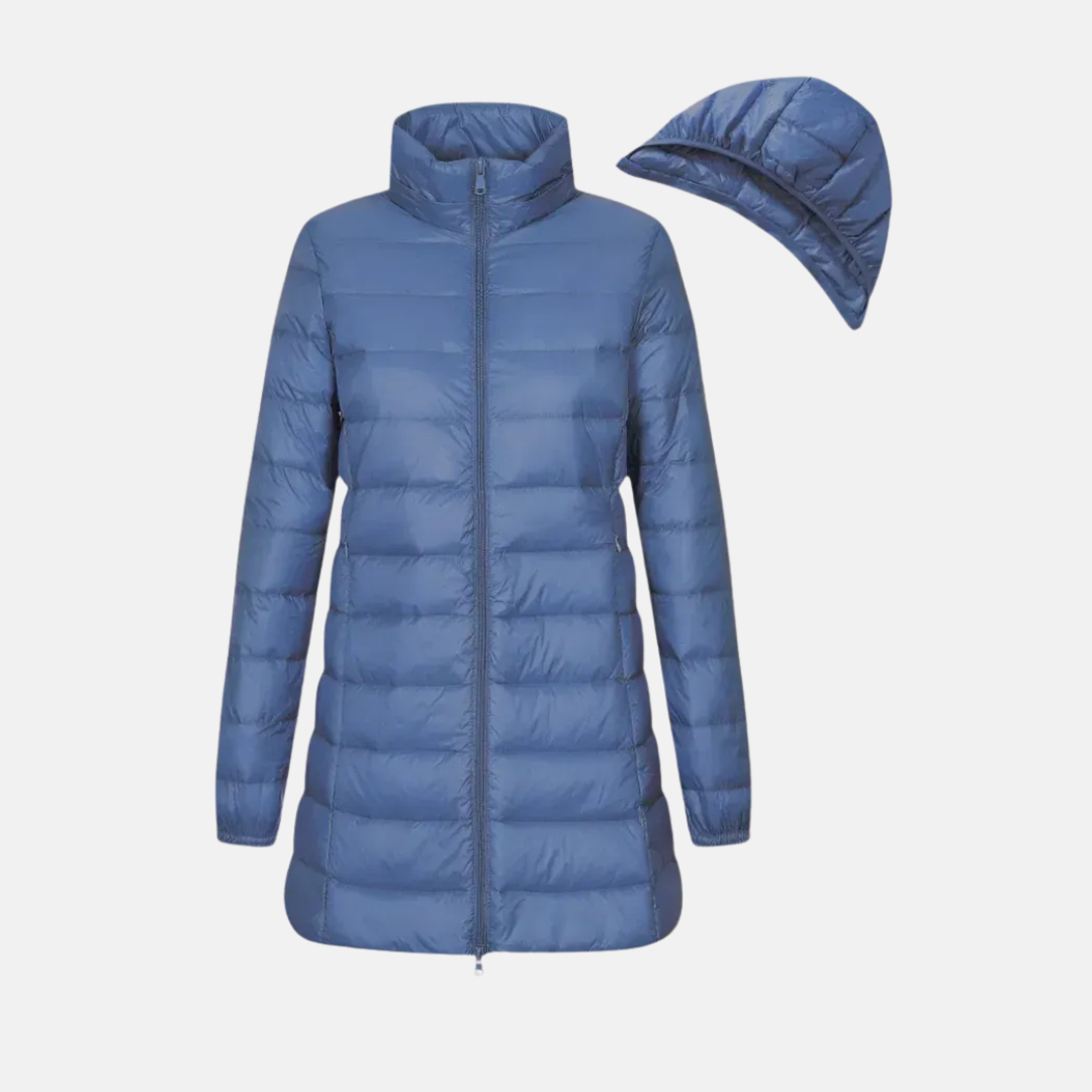 Women's Down Jacket – Tailored Fit – Mid-Length – Padded – Water-Repellent – Hood