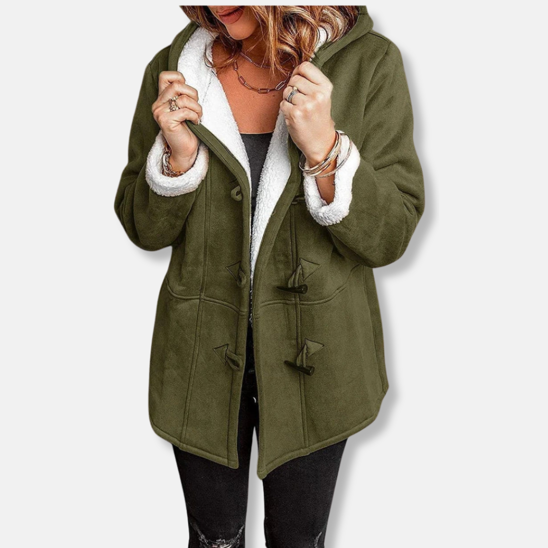 Women's Fleece Jacket – Hood – Fur-Lined – Relaxed Fit – Mid-Length