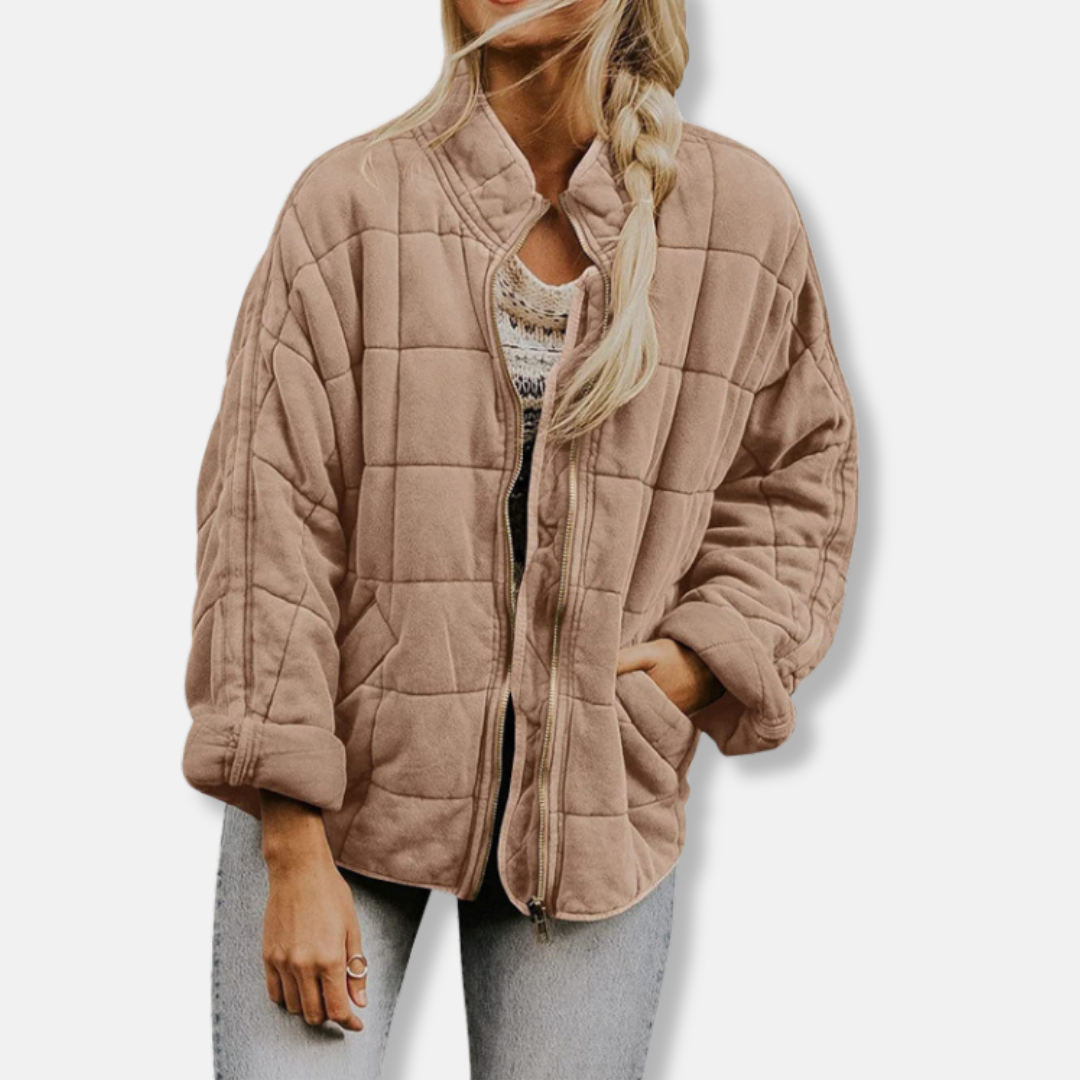 Women's Jacket – Quilted Fabric – Relaxed Fit – High Collar – Breathable Lightweight Garment
