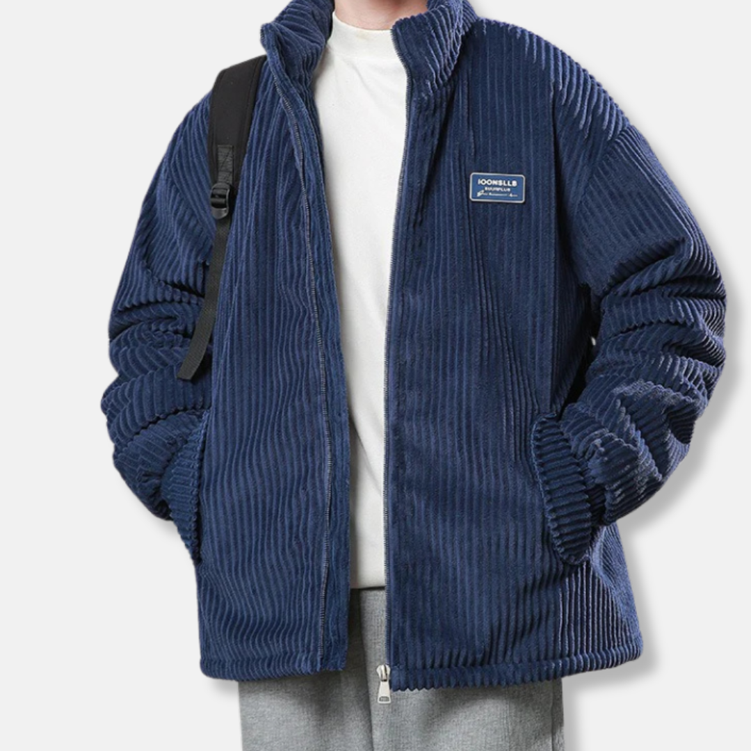 Men’s Jacket - Corduroy - Relaxed Fit - Stand Collar - Elasticated Cuffs and Hem