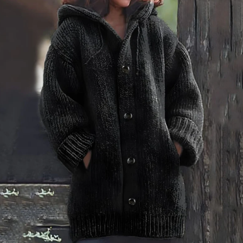 Justerbar hette oversize cardigan med tykt strikket stoff for kvinner