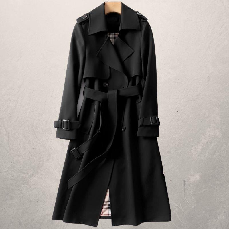 Dame Trenchcoat - Dobbeltspent - Midjebelte - Stormklaff - Justerbare Mansjetter