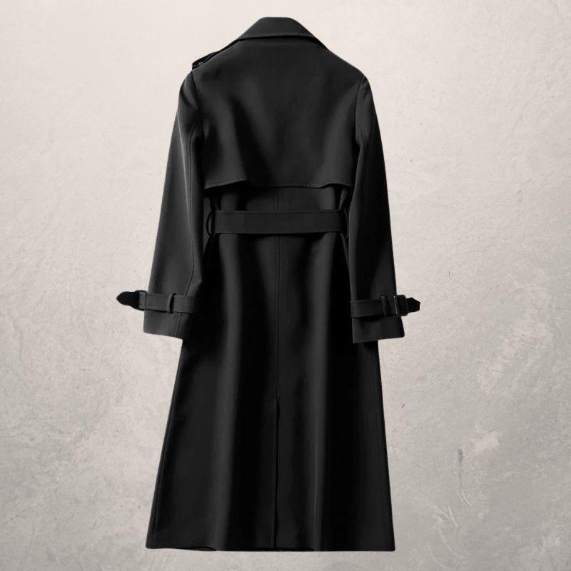 Women's Trench Coat - Double-Breasted - Waist Belt - Storm Flap - Adjustable Cuffs