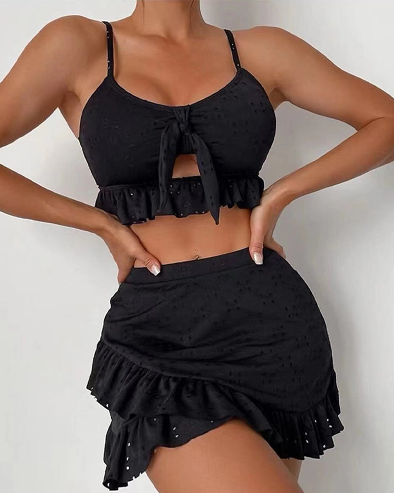 Women's Bikini Top and Skirt – Slim Fit – Lace – Ruffles – Breathable Fabric