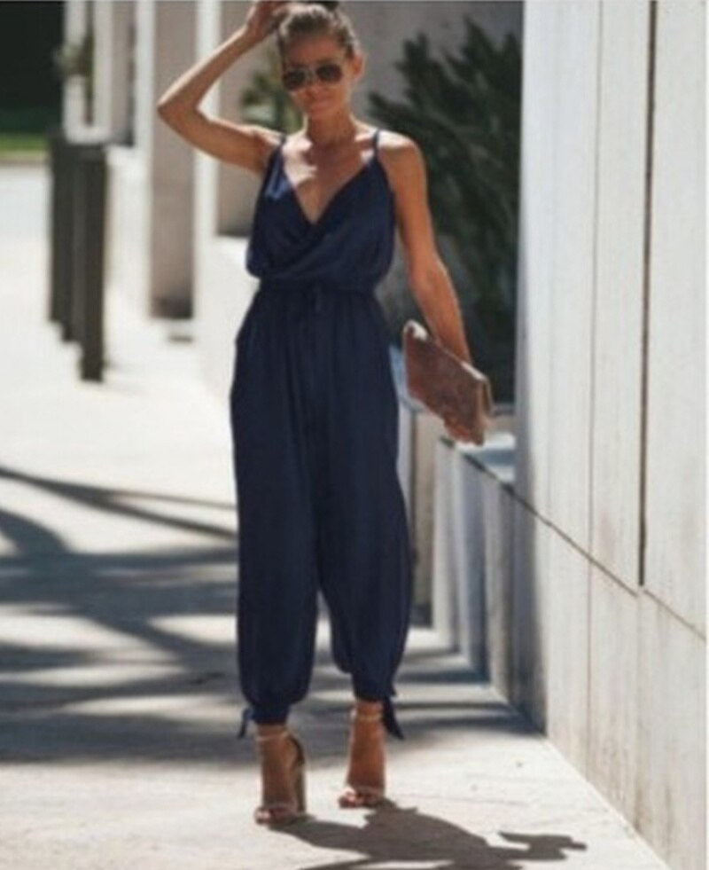 Woman Maxi Dress - Floral Pattern - V-neck - Thin Straps - Light and Elegant