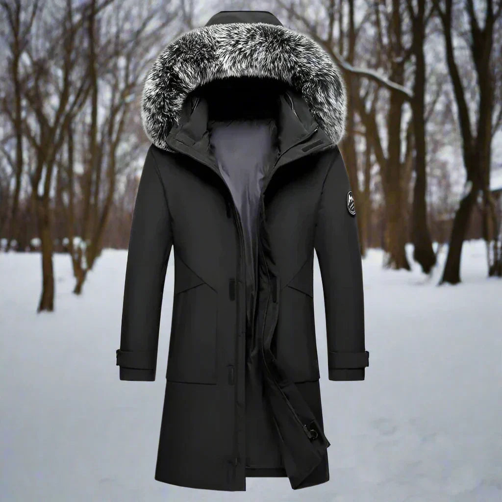 Men's Parka - Water-Repellent - Faux Fur Hood - Long Fit - Insulated and Warm