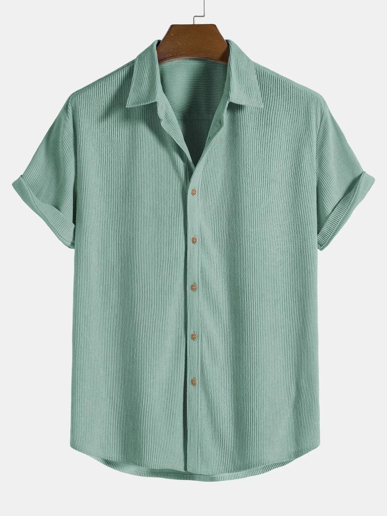 Men's Shirt – Short-Sleeved Cord – Classic Collar – Relaxed Fit – Button Closure